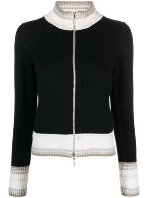 Barrie cardigan zippé Mottled en cachemire - Noir