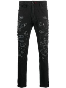 Philipp Plein jean slim à effet usé - Noir