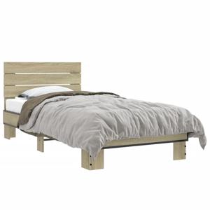 Bedframe bewerkt hout en metaal sonoma eikenkleurig 75x190 cm