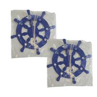 Feestartikelen maritiem thema - 2x - stuurwielen - 400 cm - blauw/wit - papier