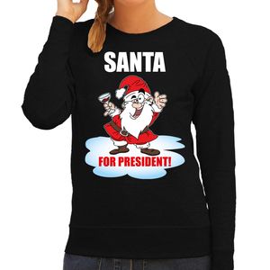 Santa for president Kerst sweater / foute Kersttrui zwart voor dames