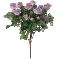 Kunstbloemen boeket rozen - lila paars - H50 cm - Bloemstuk - Bladgroen