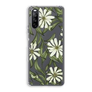 Wit bloemenpatroon: Sony Xperia 10 III Transparant Hoesje