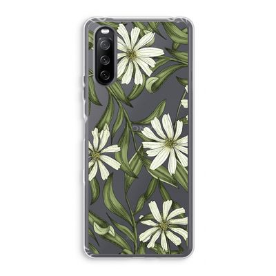 Wit bloemenpatroon: Sony Xperia 10 III Transparant Hoesje