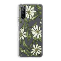 Wit bloemenpatroon: Sony Xperia 10 III Transparant Hoesje