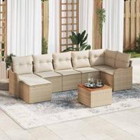Tuinbankenset met kussen 8 pcs Beige poly rattan