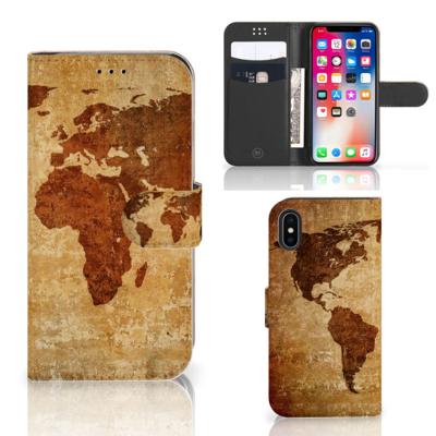Apple iPhone X | Xs | Flip Cover | Wereldkaart
