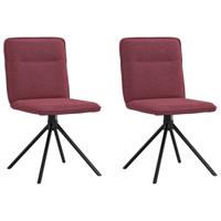 Eetkamerstoelen 2 st stof wijnrood