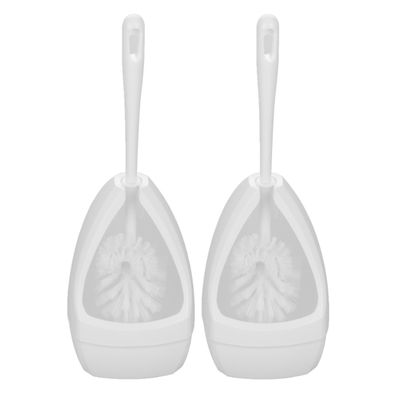 2x stuks wc-borstels/toiletborstels met randreiniger inclusief houders wit 39.5 cm van kunststof