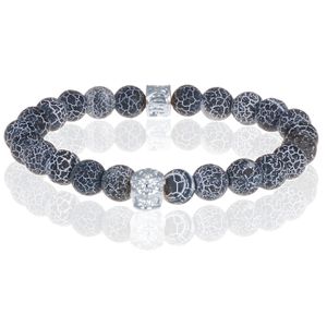 Memphis armband Frosted Agaat Silver Skull