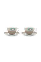 Pip Studio Blushing Birds Set/2 Cappuccino Kop & Schotel Khaki - thumbnail