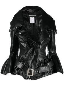 Junya Watanabe manteau évasé en cuir artificiel - Noir