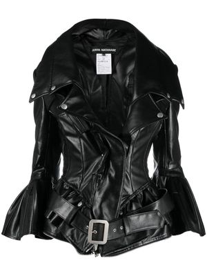 Junya Watanabe manteau évasé en cuir artificiel - Noir
