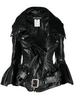 Junya Watanabe manteau évasé en cuir artificiel - Noir