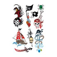 9x stuks Piraten thema plak tattoo stickers - thumbnail