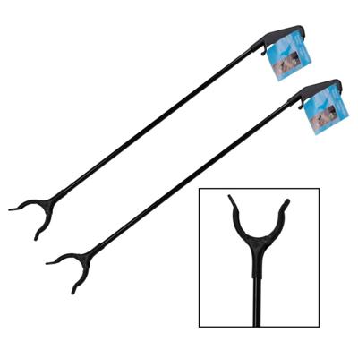 Vuilnis en afval grijper - 2x - grijpstok - oppakstok - zwart - 83 cm