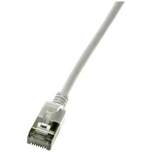 LogiLink CQ9022S RJ45 Netwerkkabel, patchkabel CAT 6A U/FTP 0.50 m Grijs Extreem dun, Vlambestendig, Flexibel, Folie afscherming, Halogeenvrij, Snagless,