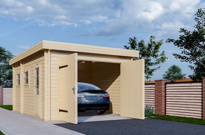 Interflex Garage 3755 375x550 cm - geïmpregneerd plat dak- Plat dak- Geïmpregneerd vurenhout- Interflex