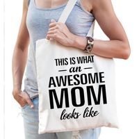 Awesome mom / geweldige moeder cadeau tas wit voor dames   - - thumbnail