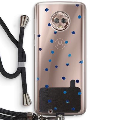 Blauwe stippen: Motorola Moto G6 Transparant Hoesje met koord