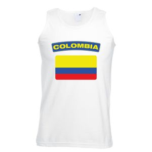 Singlet shirt/ tanktop Colombiaanse vlag wit heren