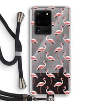 Flamingoprint groen: Samsung Galaxy S20 Ultra Transparant Hoesje met koord Flamingoprint groen: Samsung Galaxy S20 Ultra Transparant Hoesje met koord