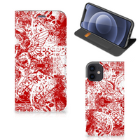 Mobiel BookCase iPhone 12 Mini Angel Skull Rood