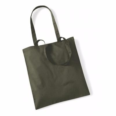 Draagtasje met hengsels - 20x - olijfgroen - 42 x 38 cm - katoen - 10 liter - boodschappen - gymtas