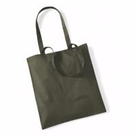Draagtasje met hengsels - 20x - olijfgroen - 42 x 38 cm - katoen - 10 liter - boodschappen - gymtas