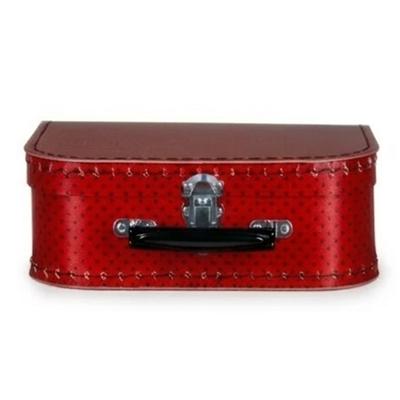 Kinderkoffer polkadot - rood / zwart - 25 cm - karton - logeerkoffer / opbergkoffer - kraamcadeau Kinderkoffer polkadot - rood / zwart - 25 cm - karton - logeerkoffer / opbergkoffer - kraamcadeau