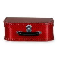 Kinderkoffer polkadot - rood / zwart - 25 cm - karton - logeerkoffer / opbergkoffer - kraamcadeau