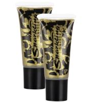 Glitter schmink - 2x - goud - 25 ml - glitterschmink - glitterverf - glittergel - bodypaint