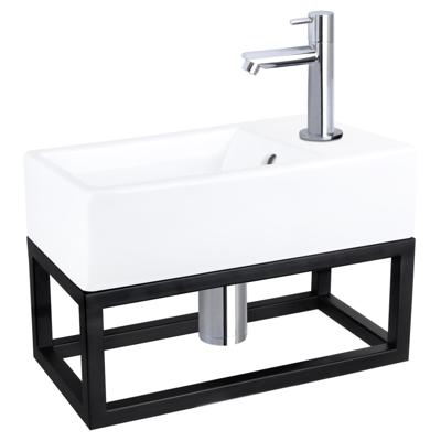 Differnz Force fonteinset keramiek - kraan recht - met handdoekrek - 40 x 22 x 11.5 cm - chroom
