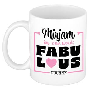 Naam mok Mirjam - wit - Fabulous - keramiek - 300 ml - cadeau collega beker