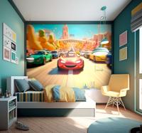 Fotobehang van animatie auto race