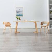 Eetkamerstoelen 2 st gebogen hout en kunstleer crèmekleurig