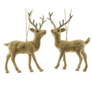 Decoris Kersthangers - hertje - met glitters - goud - 12,5 cm