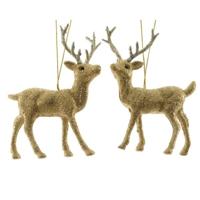 Decoris Kersthangers - hertje - met glitters - goud - 12,5 cm