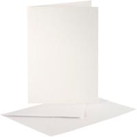 Creativ Company Parelmoer kaarten en enveloppen, afmeting kaart 10,5x15 cm, afmeting envelop 11,5x16,5 cm, crème, 10 set/ 1 doos