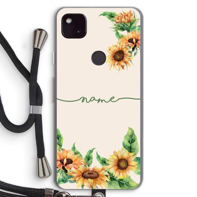 Zonnebloemen: Pixel 4a 5G Transparant Hoesje met koord