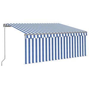 vidaXL Luifel handmatig uittrekbaar met rolgordijn 3x2,5 m blauw wit