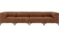 Goossens Excellent Bank Marshall bruin, leer, 2 x 1,5-zits, urban industrieel