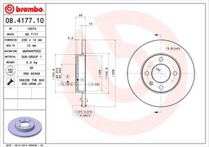 Remschijf BREMBO, Remschijftype: Massief, u.a. für Audi, VW, Seat