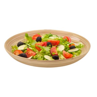 Serveerschaal/saladeschaal - D30 x H5 cm - bamboe - naturel - platte schaal