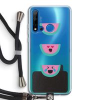 Smiley watermeloen: Huawei P20 Lite (2019) Transparant Hoesje met koord
