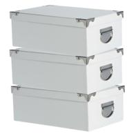 Spullen Opbergdoos box - 3x - wit - 36 x 25 x 12 cm - Karton - Diverse toepassingen