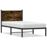 Bedframe met hoofdbord metaal gerookt eikenkleurig 75x190 cm