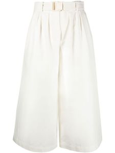 Moncler pantalon court à taille ceinturée - Blanc