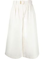 Moncler pantalon court à taille ceinturée - Blanc