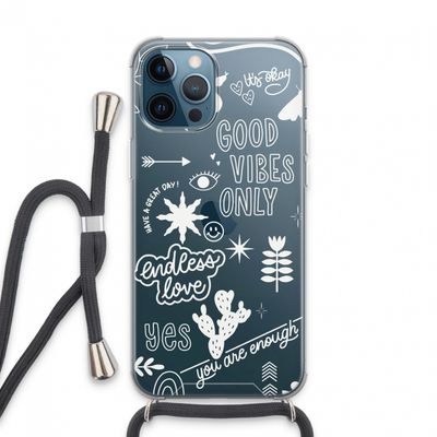 Good vibes: iPhone 13 Pro Max Transparant Hoesje met koord